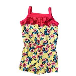 Floral Shorts Romper Yellow